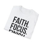 Faith Focus Finish - Run the Race Christian Runner T-Shirt