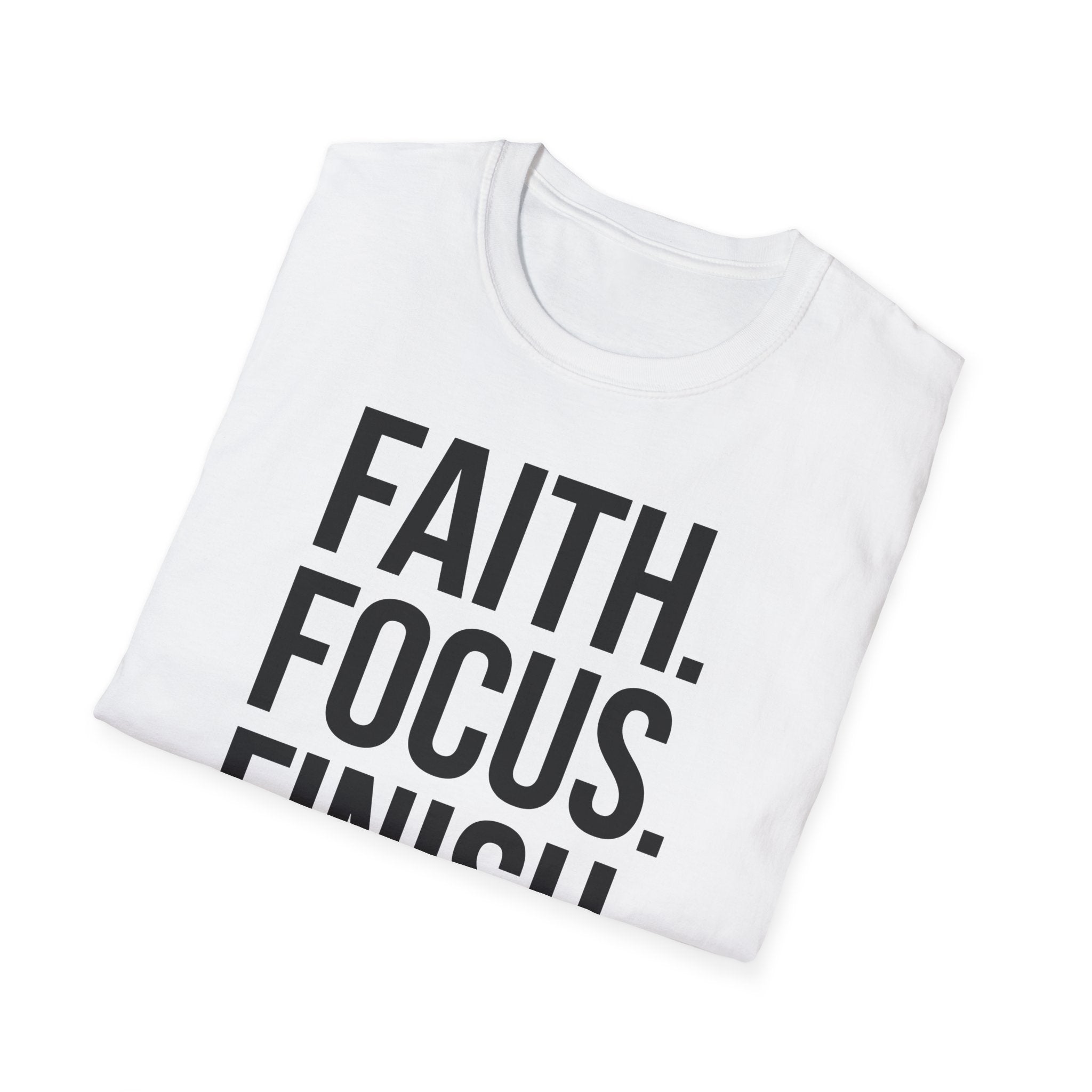 Faith Focus Finish - Run the Race Christian Runner T-Shirt