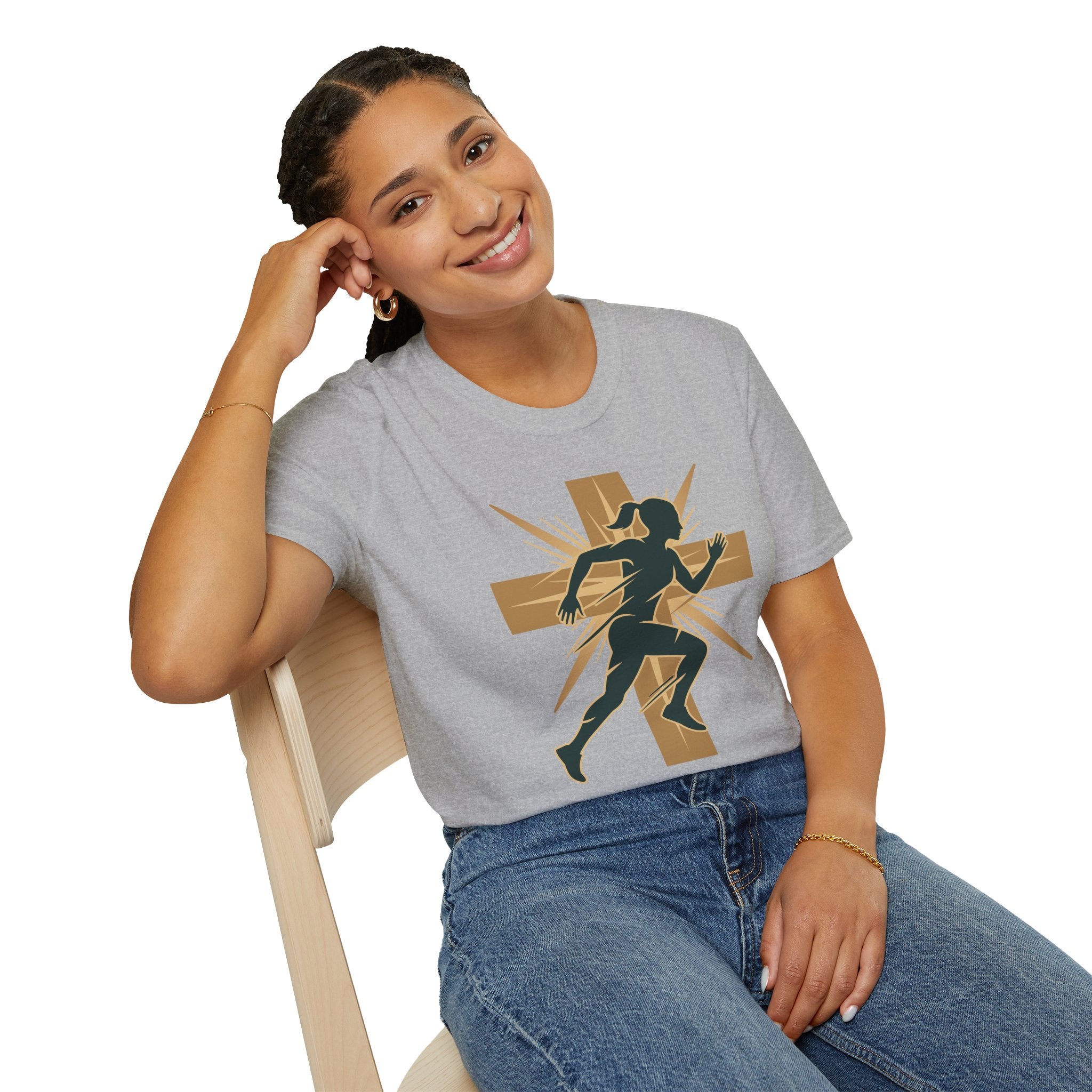 Cross Running Girl Christian Runner T-Shirt