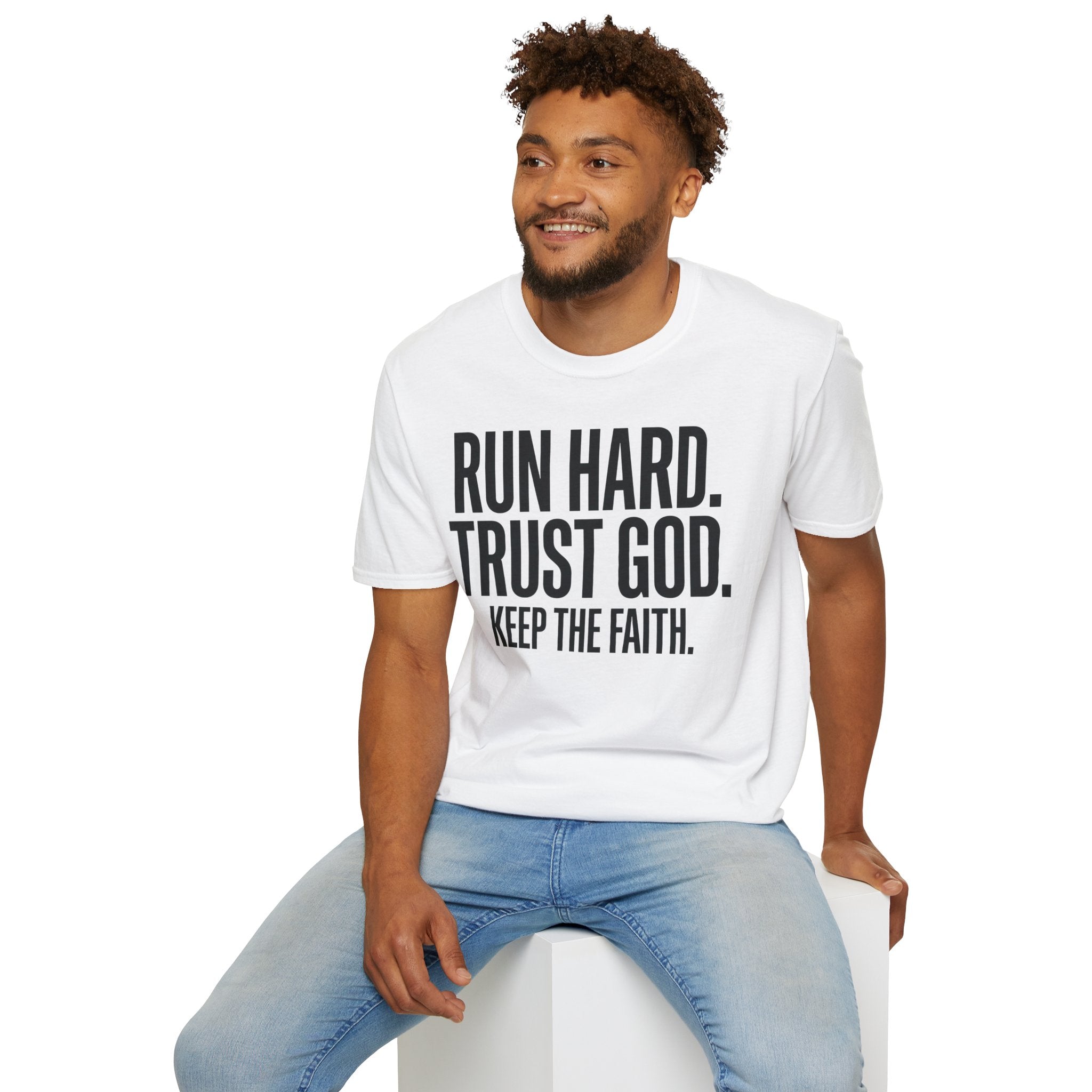 Run Hard Trust God Keep the Faith Christian Runner T-Shirt