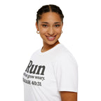 Run and Not Grow Weary Isaiah 40:31 Christian Runner T-Shirt