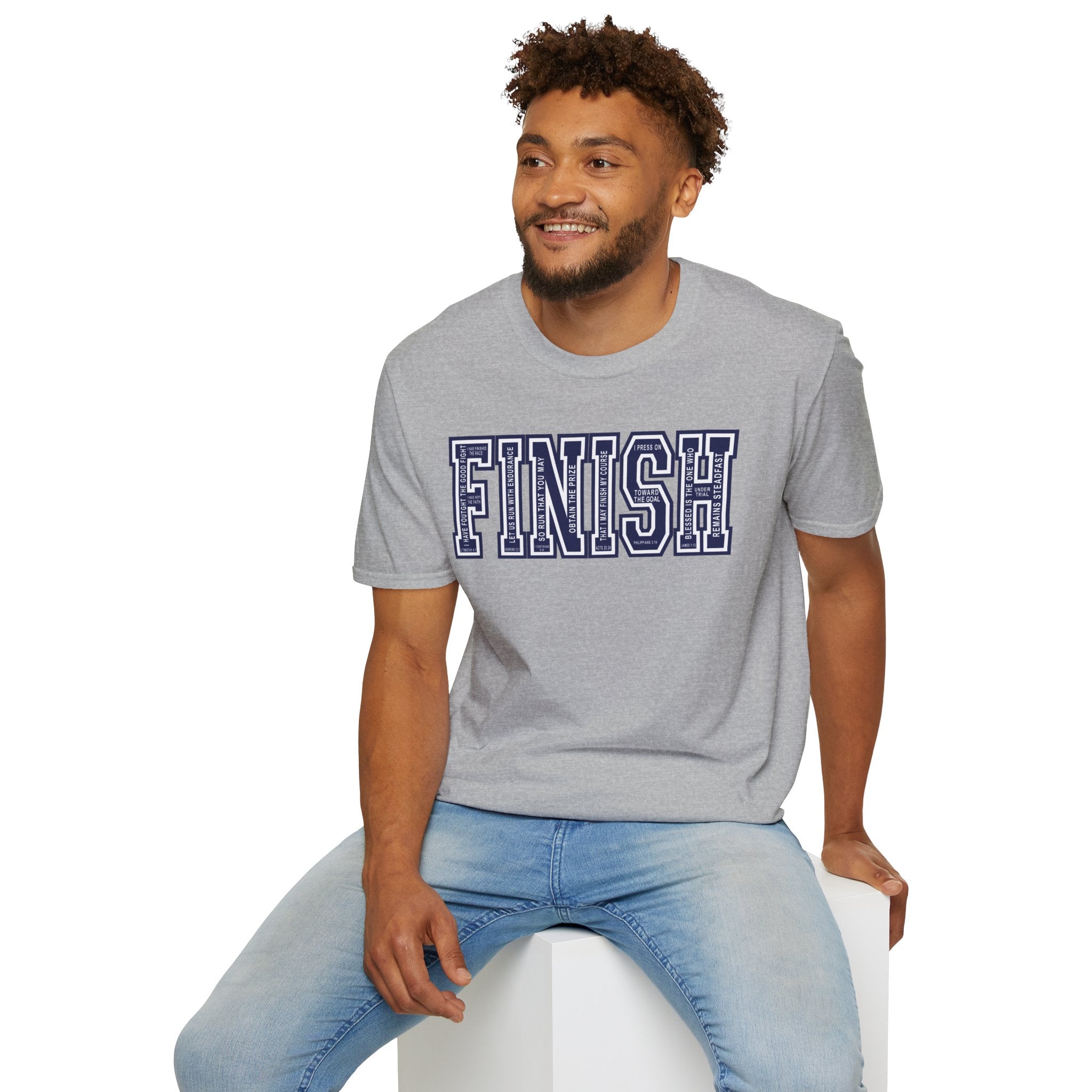 FINISH Christian Runner T-Shirt (Navy Blue)