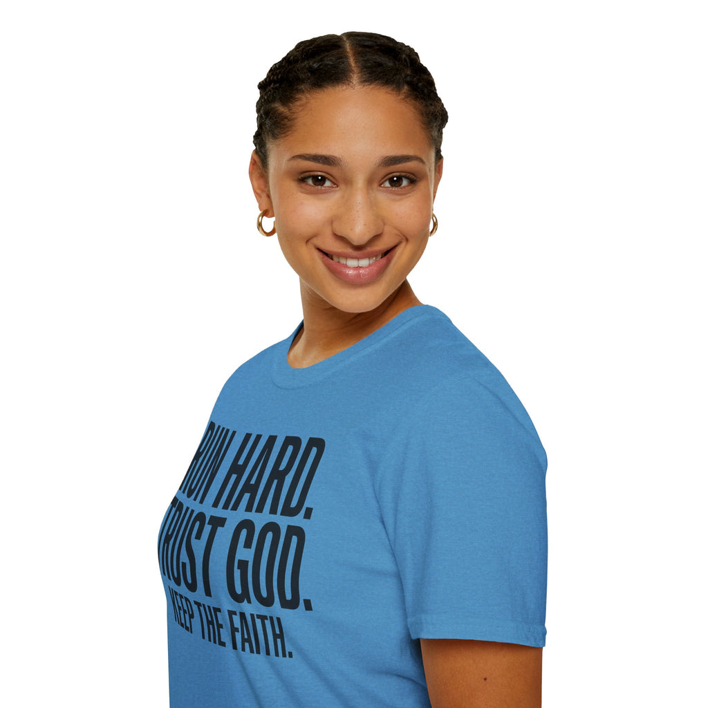 Run Hard Trust God Keep the Faith Christian Runner T-Shirt