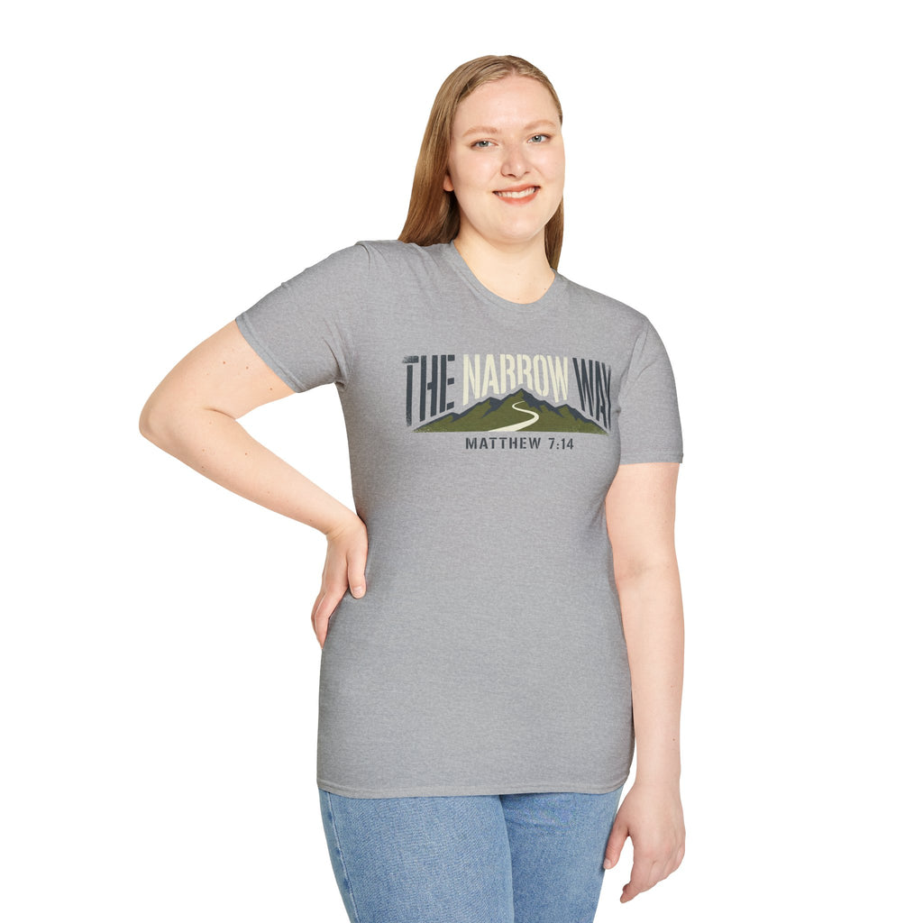 The Narrow Way - Matthew 7:14 Christian Runner T-Shirt