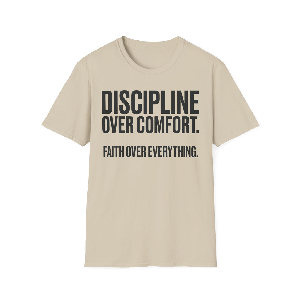 Discipline Over Comfort - Faith Over Everything Christian Runner T-Shirt