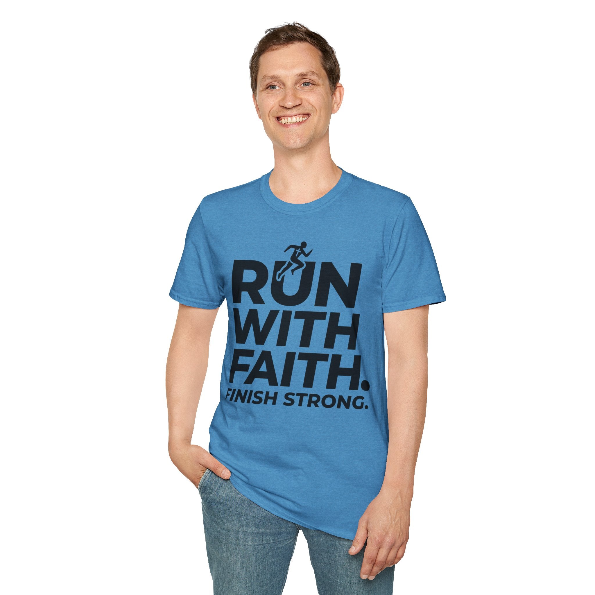 Run With Faith - Finish Strong Christian Runner T-Shirt