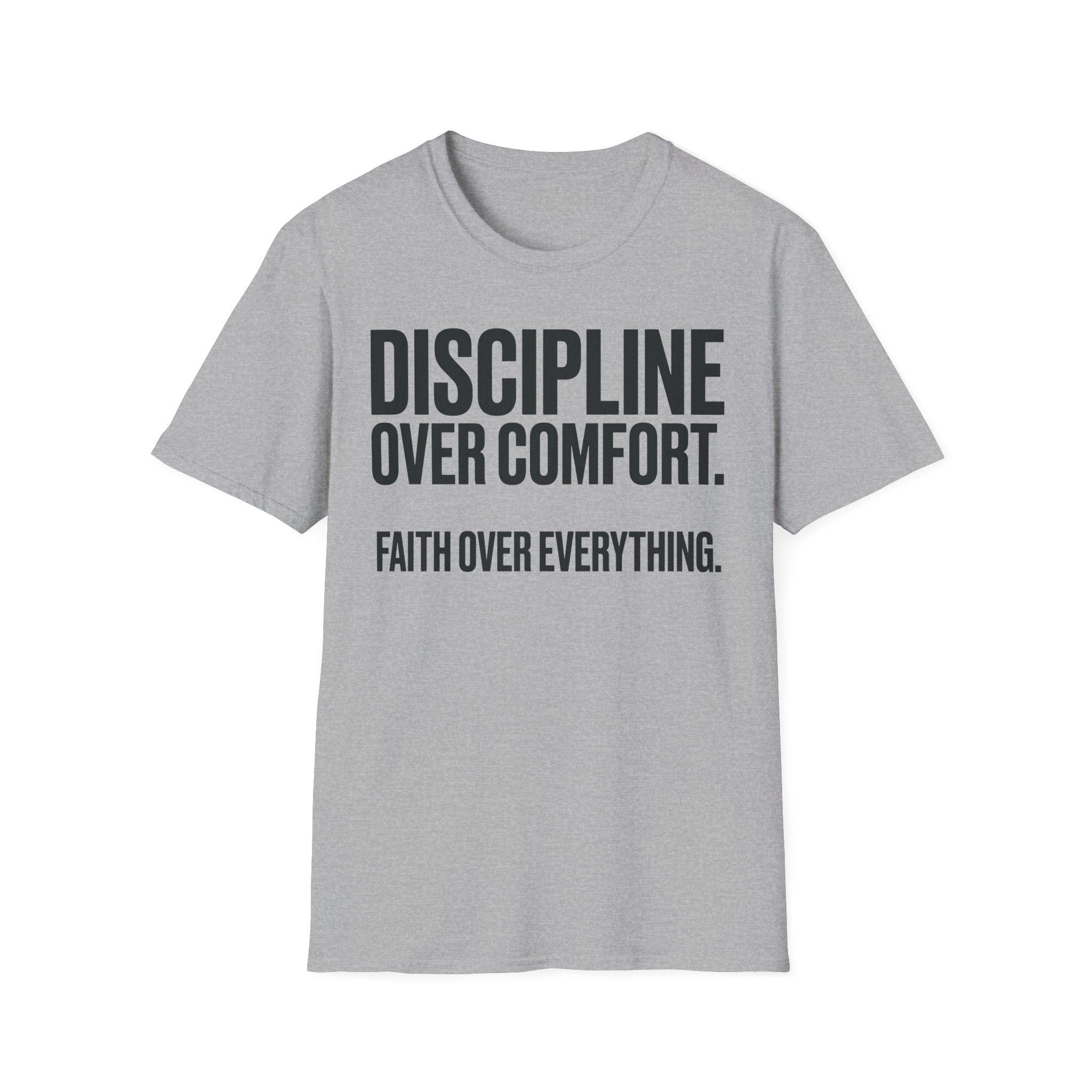 Discipline Over Comfort - Faith Over Everything Christian Runner T-Shirt