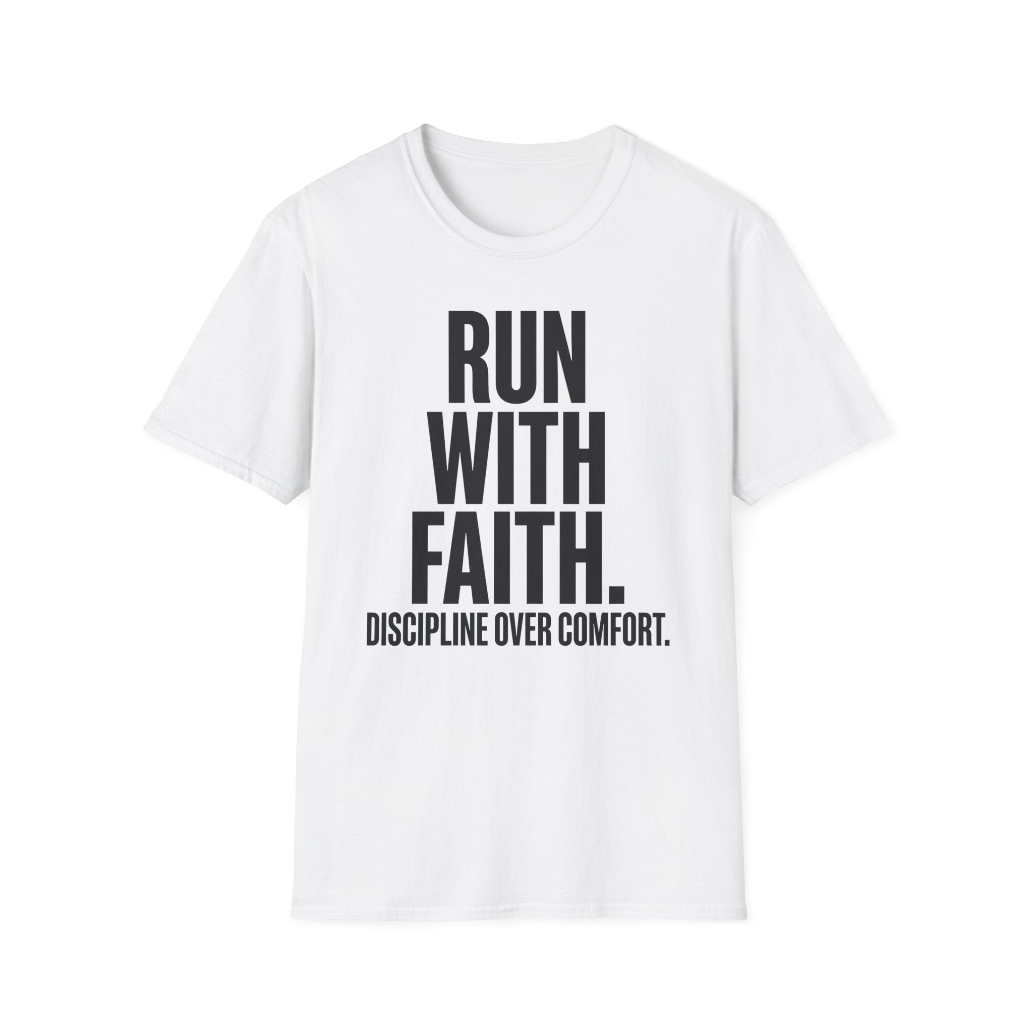 Run With Faith Discipline Over Comfort Christian Runner T-Shirt