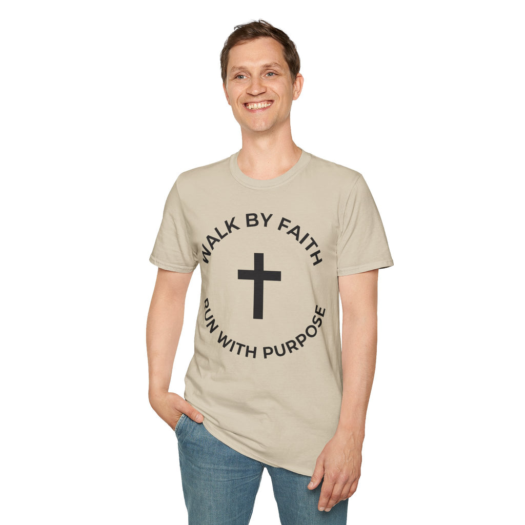 Walk by Faith - Run with Purpose Christian Runner T-Shirt