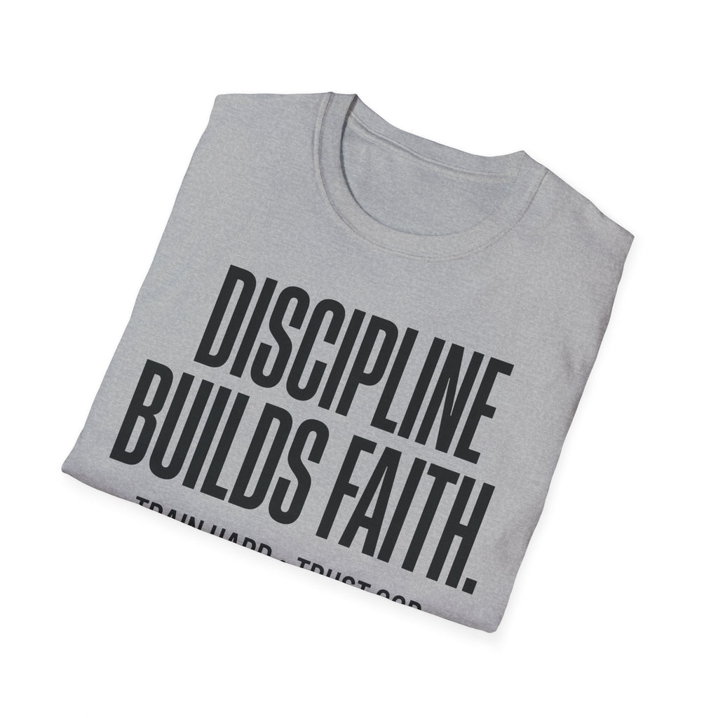 Discipline Builds Faith - Train Hard - Trust God Christian Runner T-Shirt