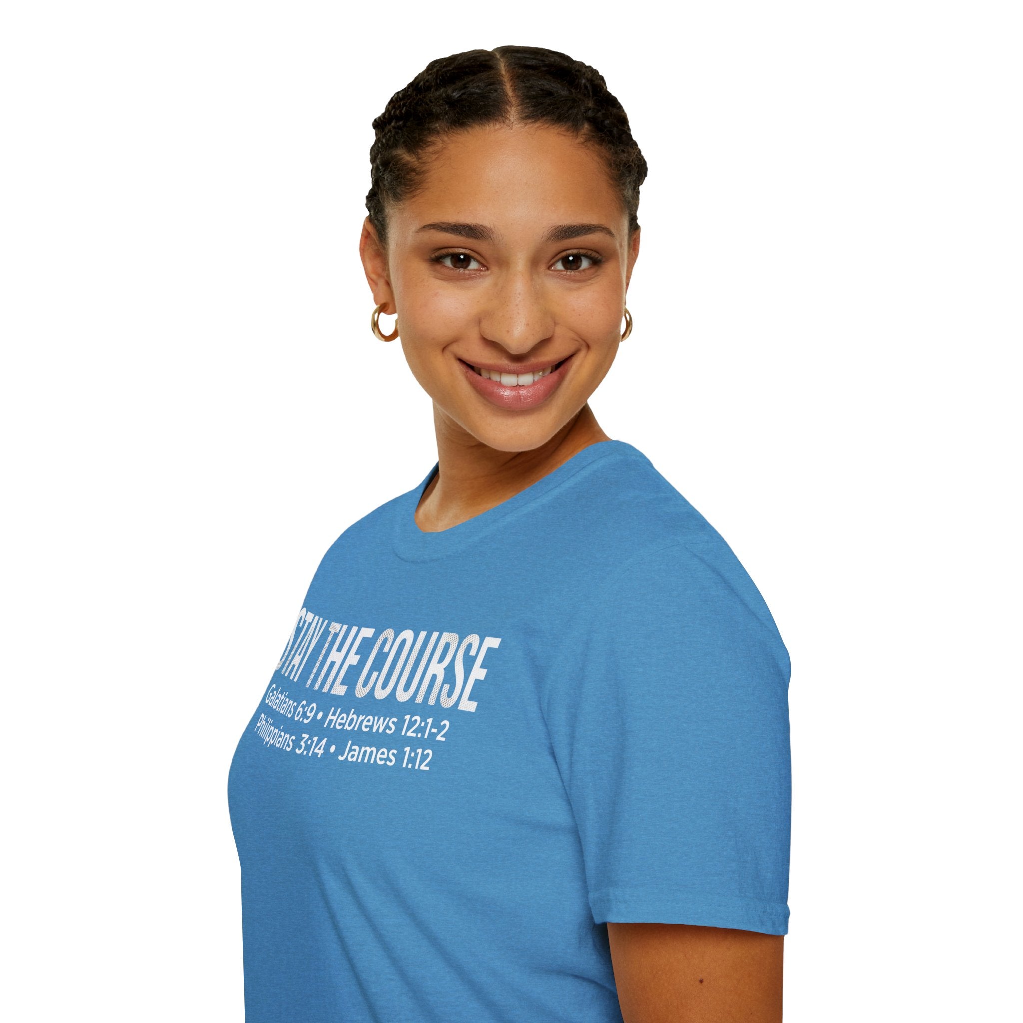 Stay The Course Christian Runner T-Shirt (Straight Text)