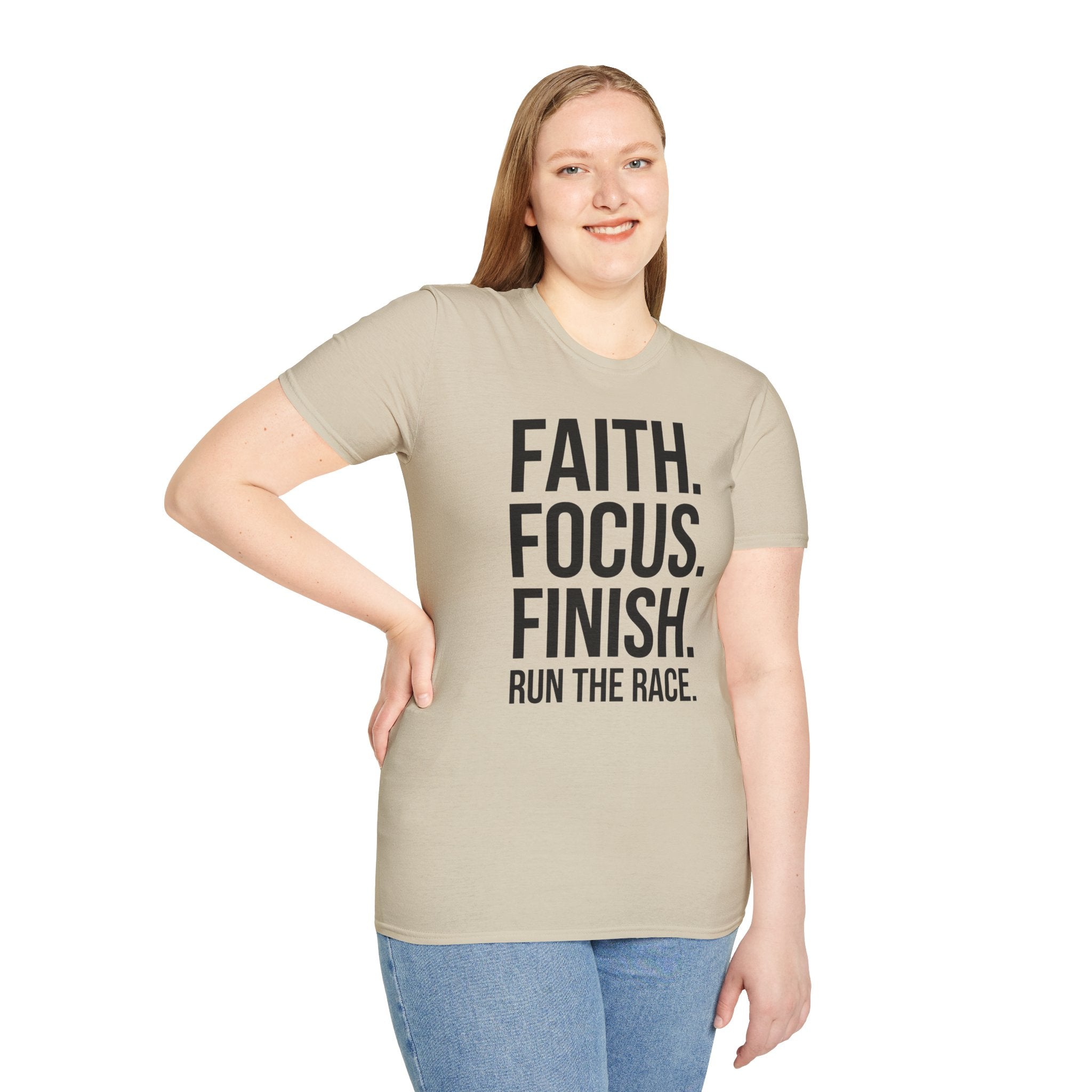 Faith Focus Finish - Run the Race Christian Runner T-Shirt