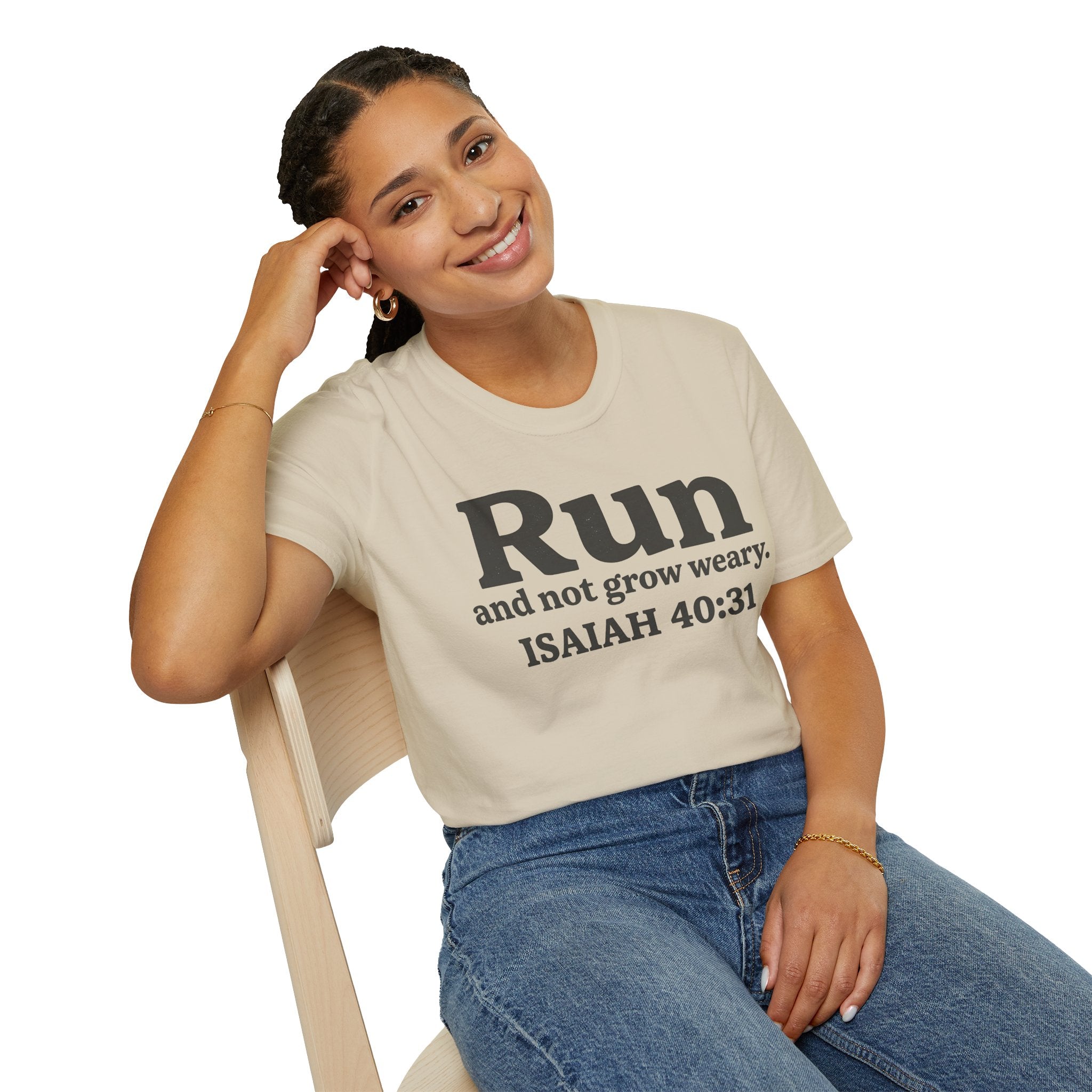 Run and Not Grow Weary Isaiah 40:31 Christian Runner T-Shirt