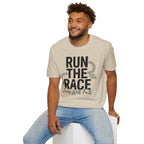 Run the Race - Finish with Faith Christian Runner T-Shirt
