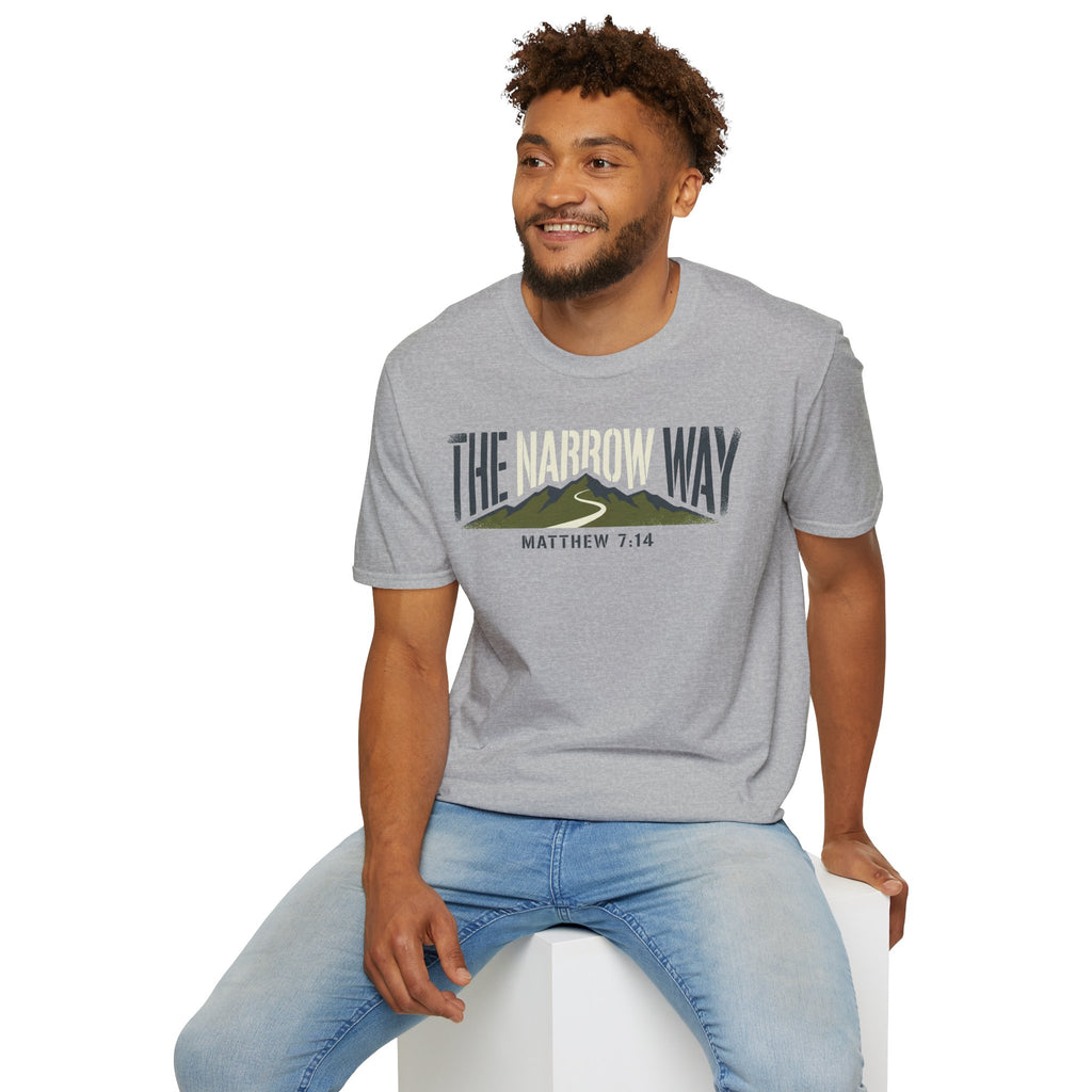 The Narrow Way - Matthew 7:14 Christian Runner T-Shirt