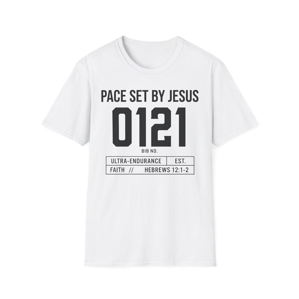 Pace Set by Jesus 0121 Bib Style Christian Runner T-Shirt