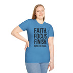 Faith Focus Finish - Run the Race Christian Runner T-Shirt