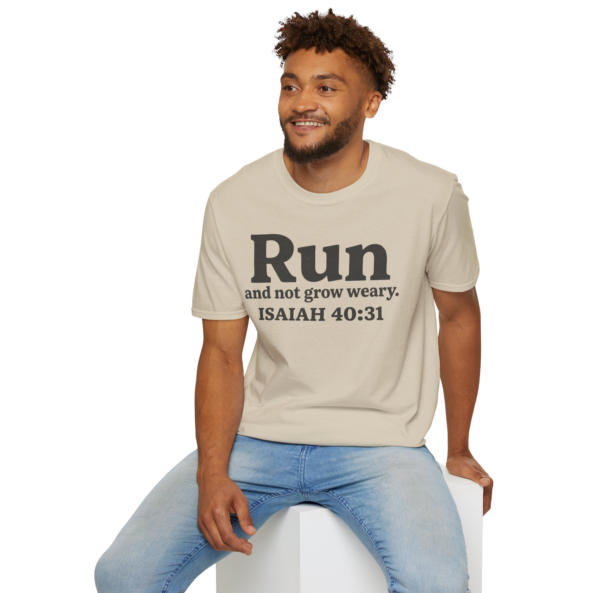 Run and Not Grow Weary Isaiah 40:31 Christian Runner T-Shirt