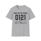Pace Set by Jesus 0121 Bib Style Christian Runner T-Shirt