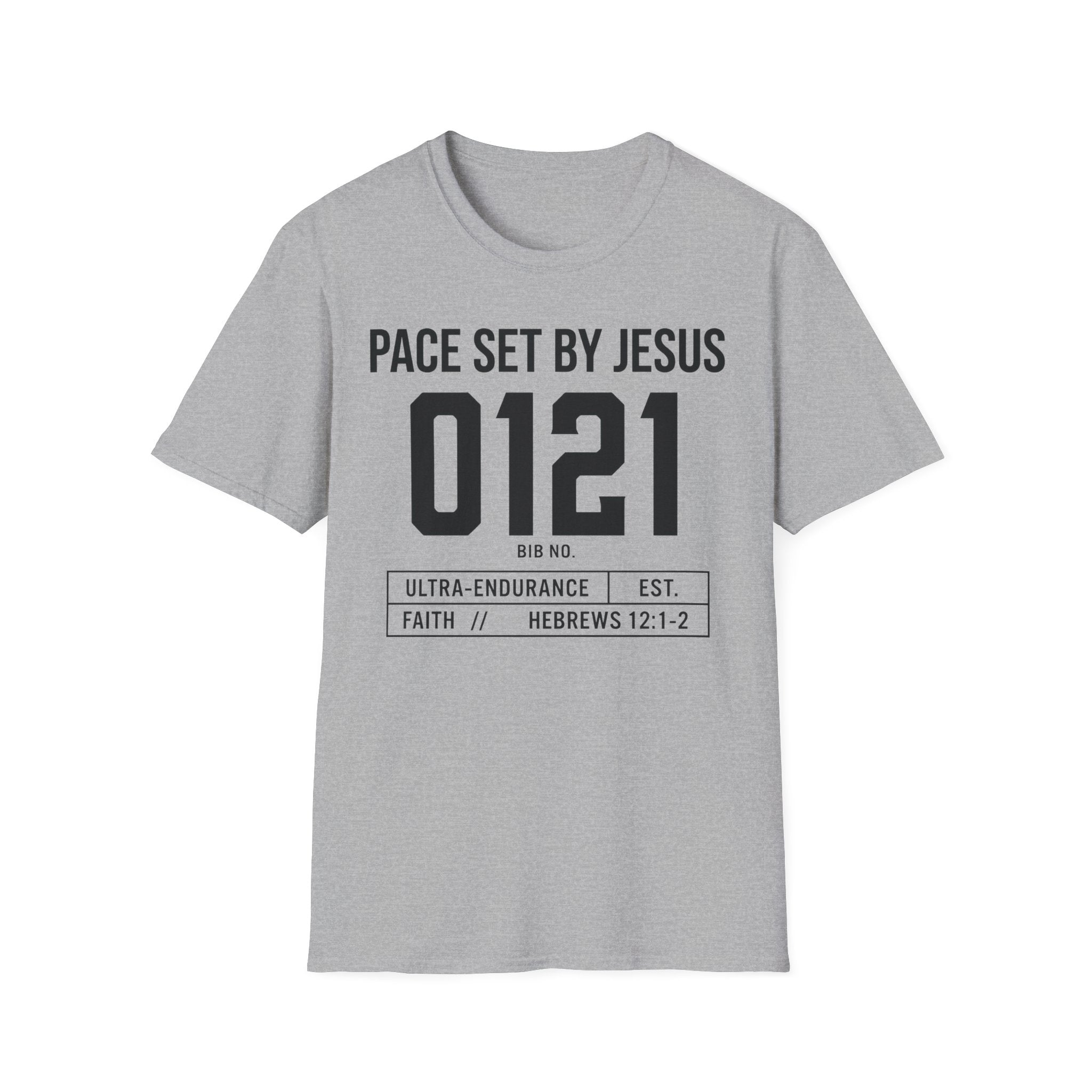 Pace Set by Jesus 0121 Bib Style Christian Runner T-Shirt