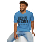 Discipline Builds Faith - Train Hard - Trust God Christian Runner T-Shirt