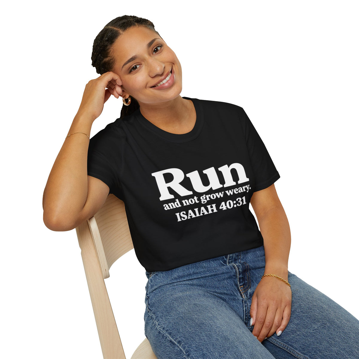 Run and Not Grow Weary Isaiah 40:31 Christian Runner T-Shirt
