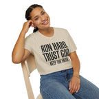 Run Hard Trust God Keep the Faith Christian Runner T-Shirt