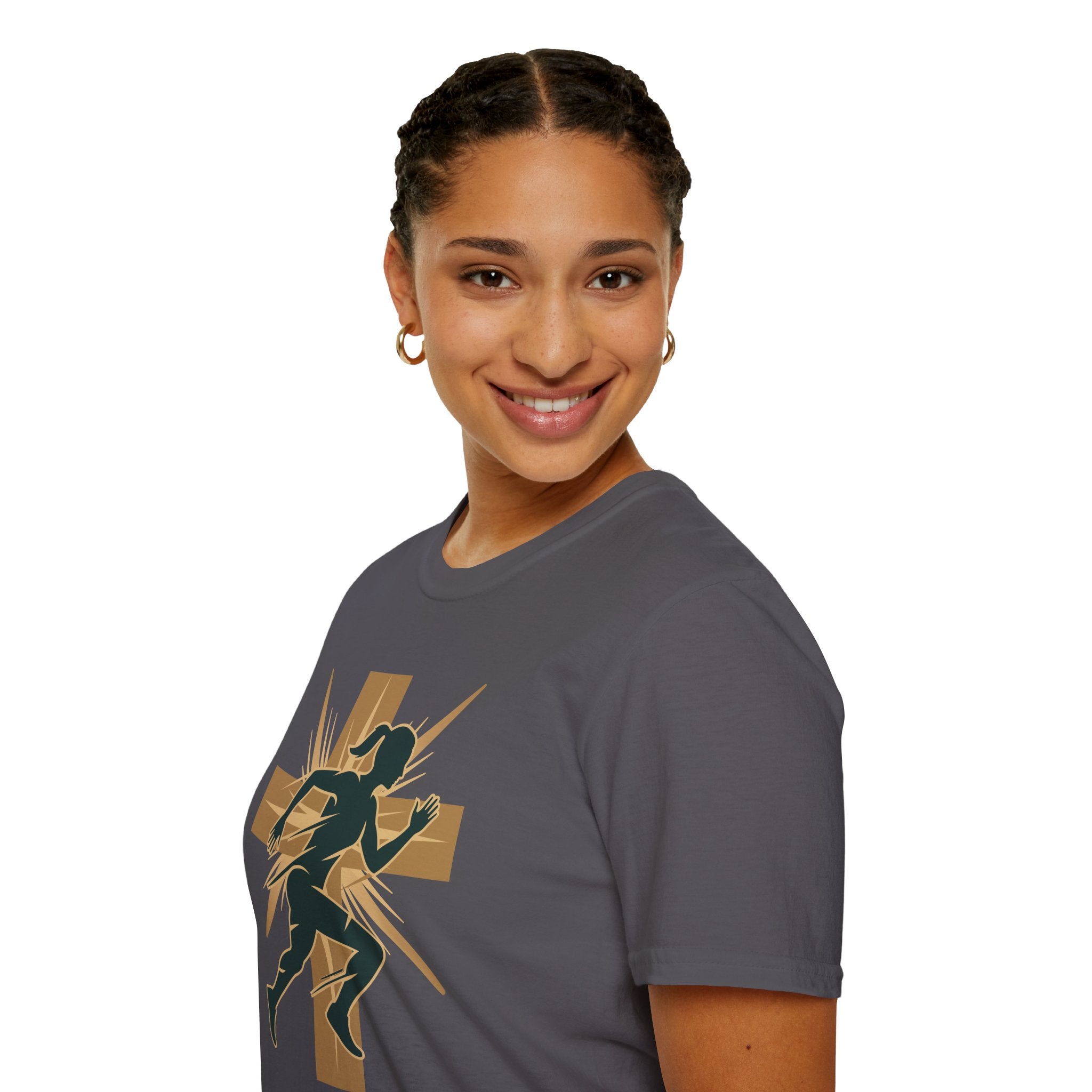 Cross Running Girl Christian Runner T-Shirt