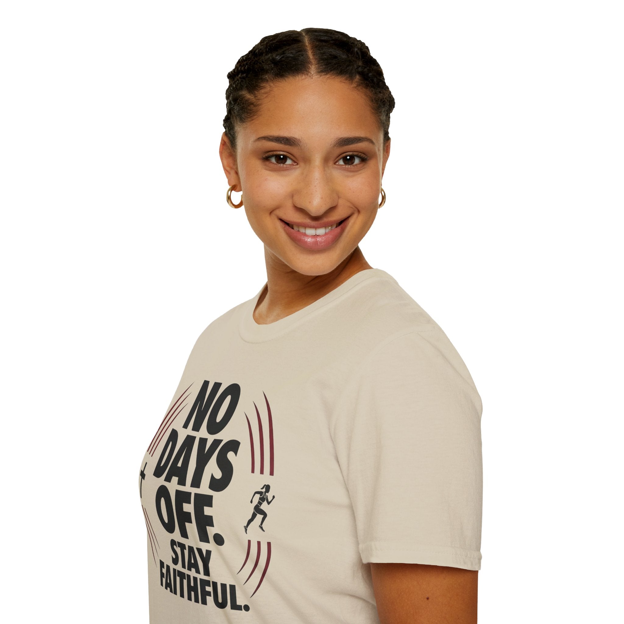 No Days Off Stay Faithful Christian Runner T-Shirt (Female)