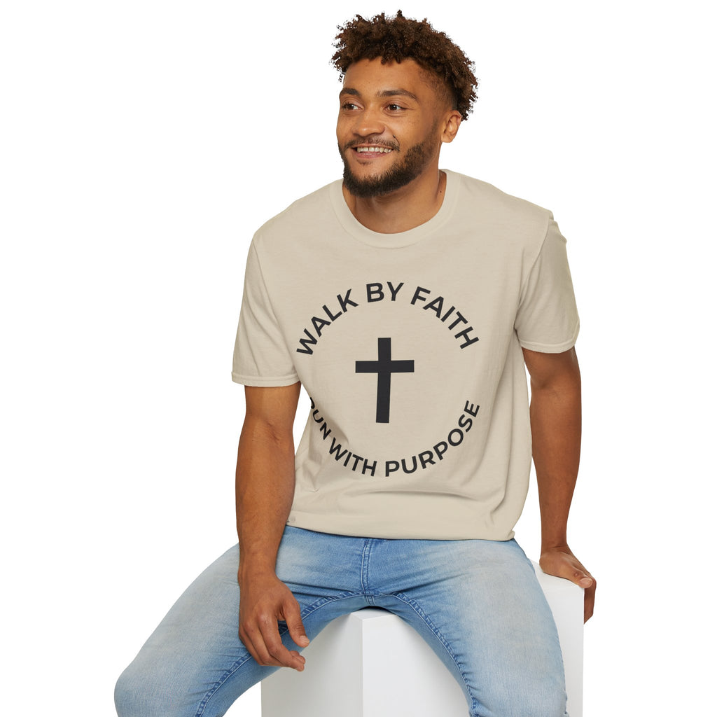 Walk by Faith - Run with Purpose Christian Runner T-Shirt
