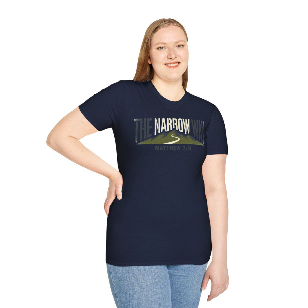The Narrow Way - Matthew 7:14 Christian Runner T-Shirt