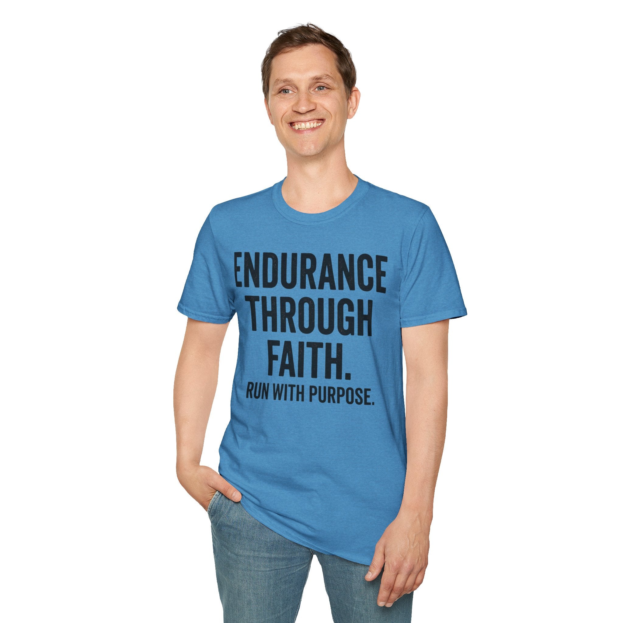 Endurance Through Faith - Run with Purpose Christian Runner T-Shirt
