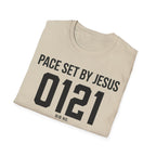 Pace Set by Jesus 0121 Bib Style Christian Runner T-Shirt