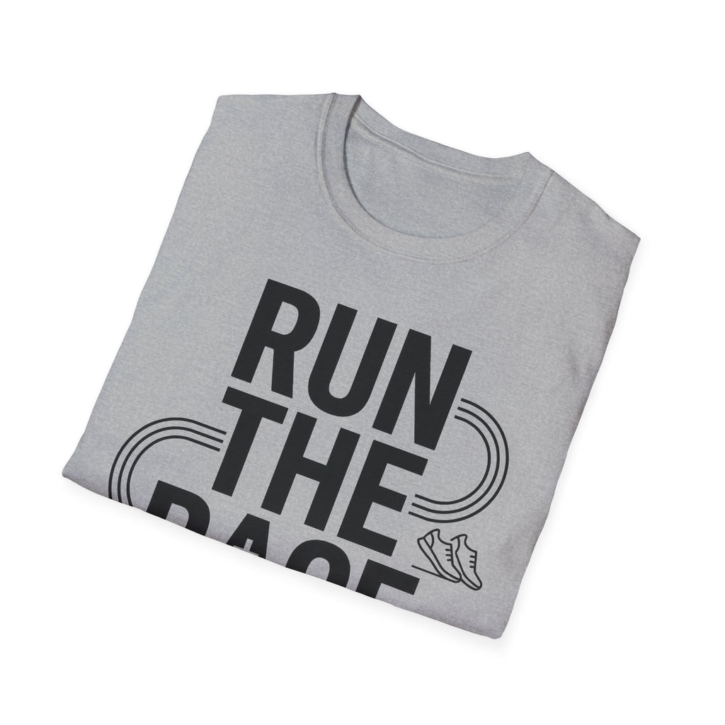 Run the Race - Finish with Faith Christian Runner T-Shirt