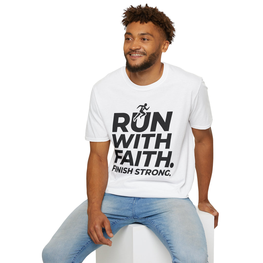 Run With Faith - Finish Strong Christian Runner T-Shirt