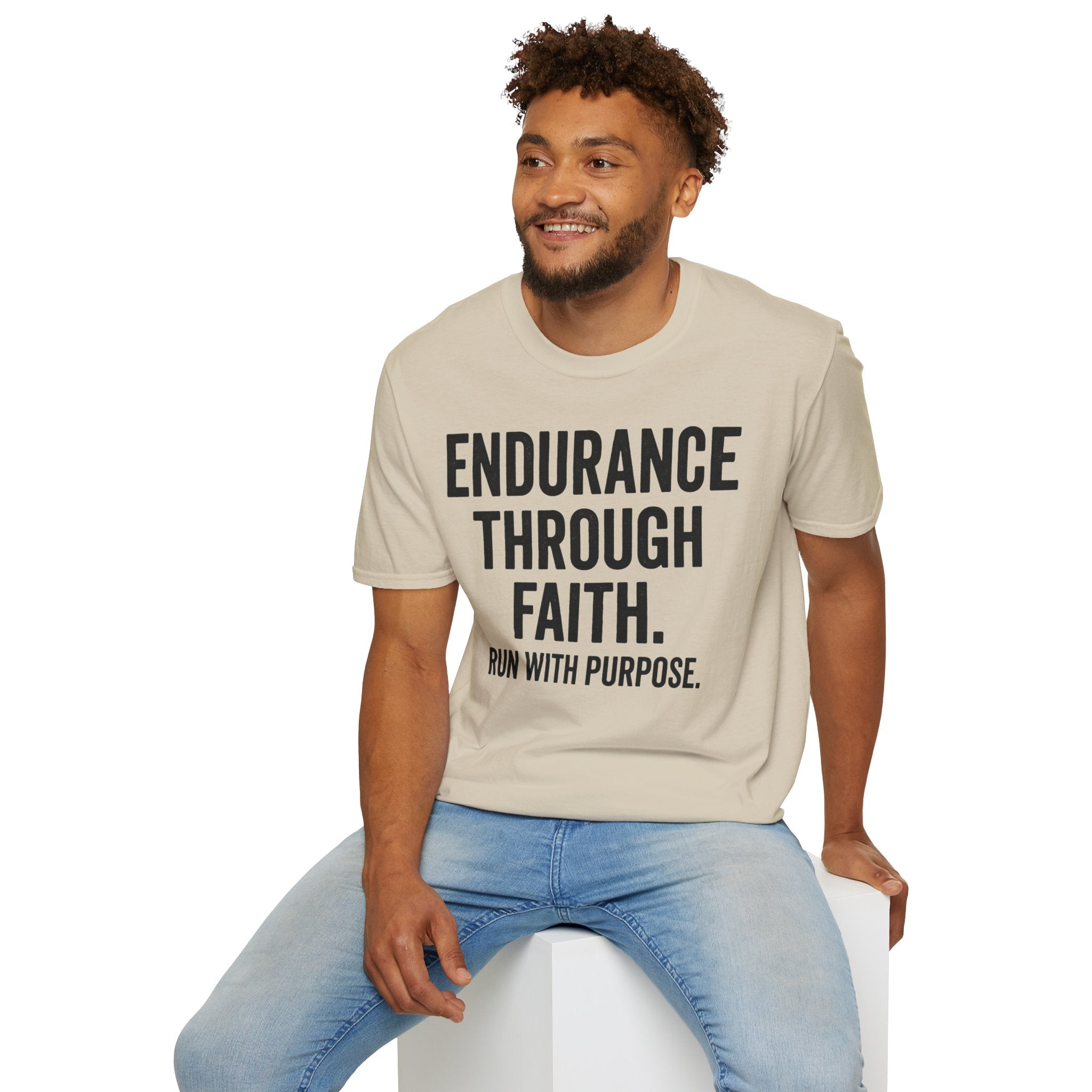 Endurance Through Faith - Run with Purpose Christian Runner T-Shirt
