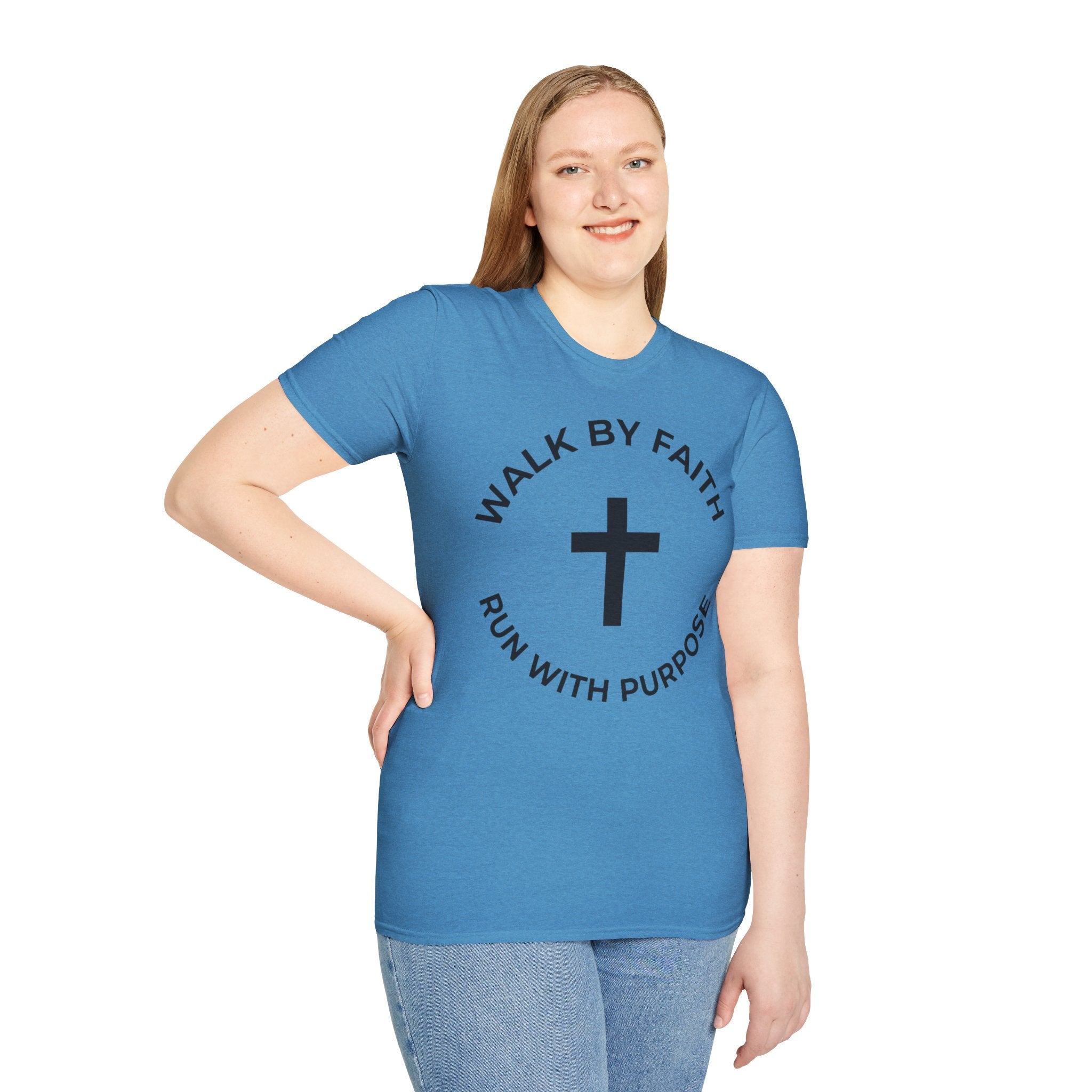 Walk by Faith - Run with Purpose Christian Runner T-Shirt