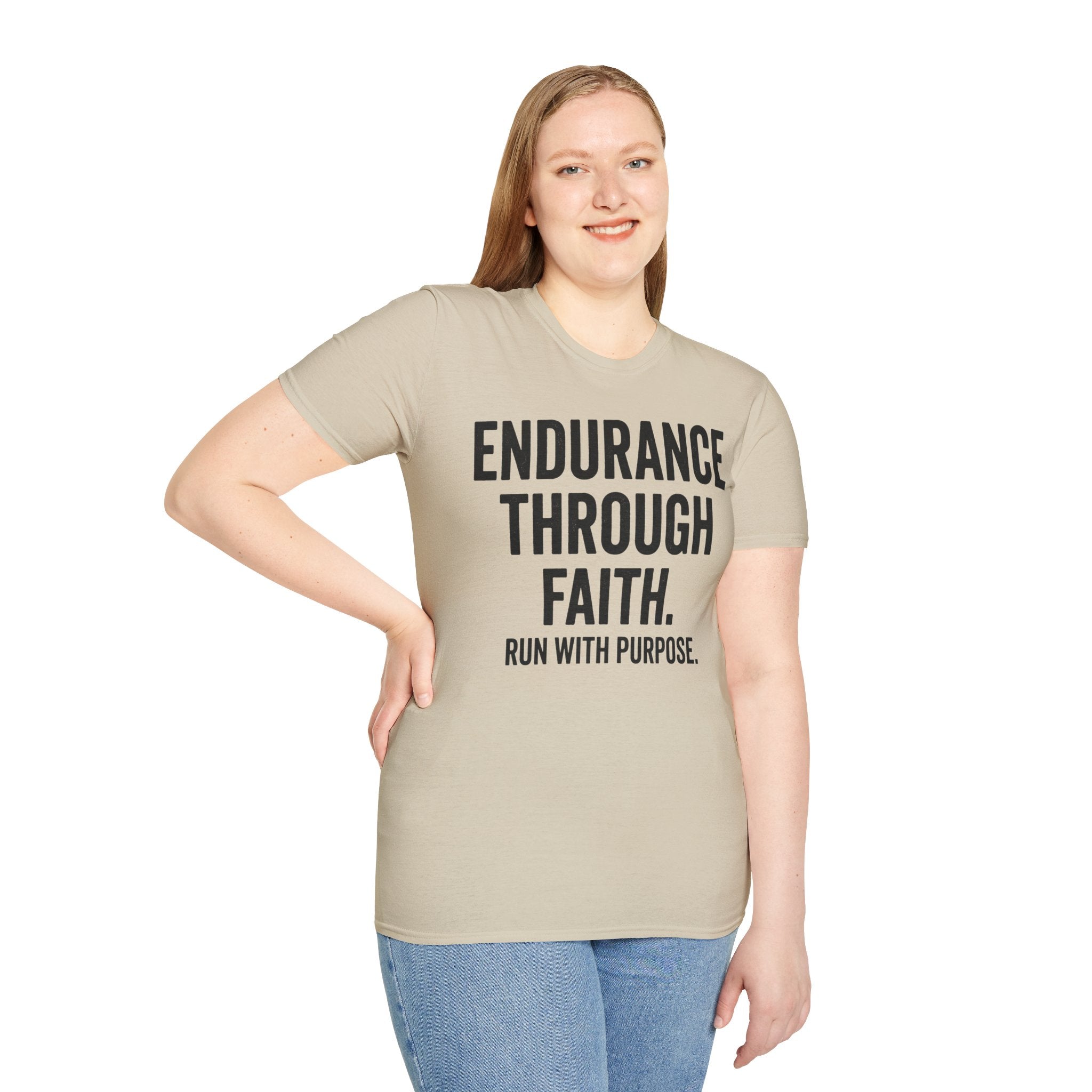 Endurance Through Faith - Run with Purpose Christian Runner T-Shirt