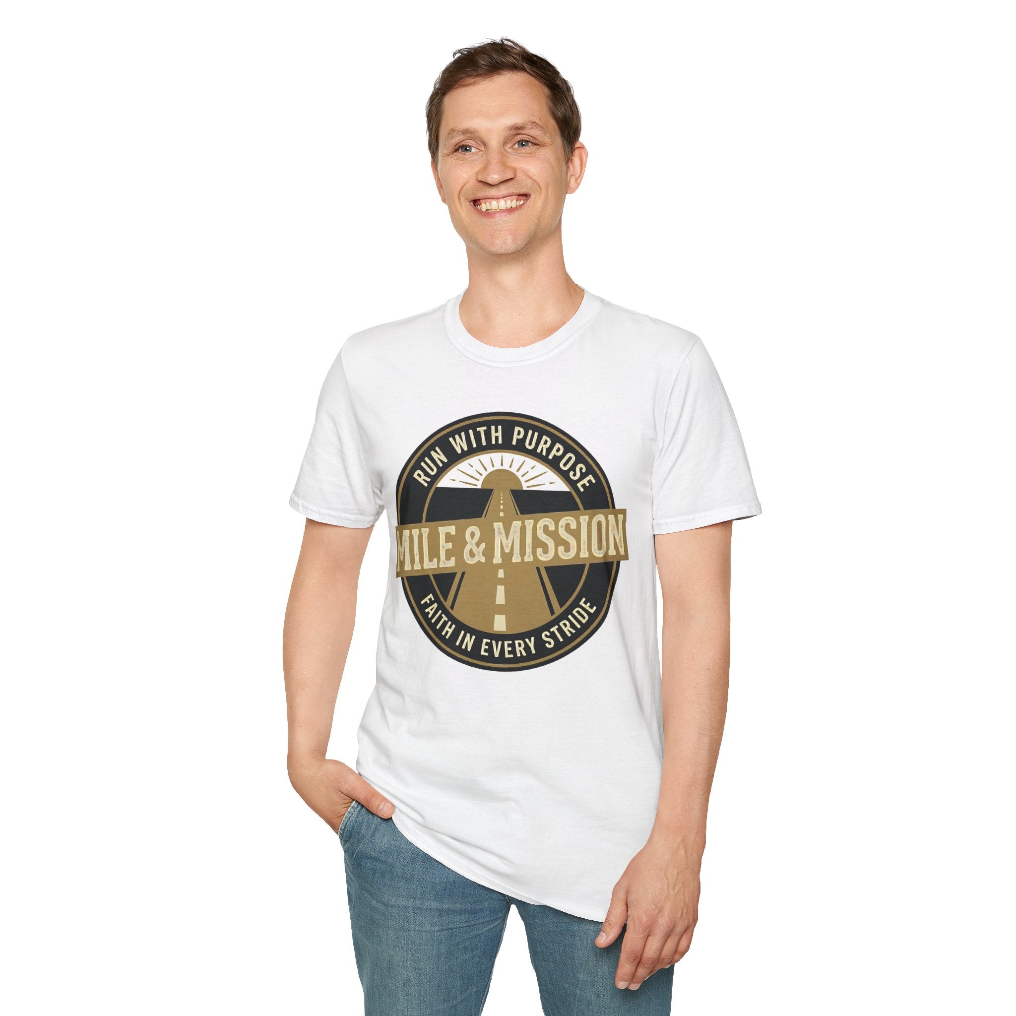 Mile & Mission: Run with Purpose Christian Runner T-Shirt