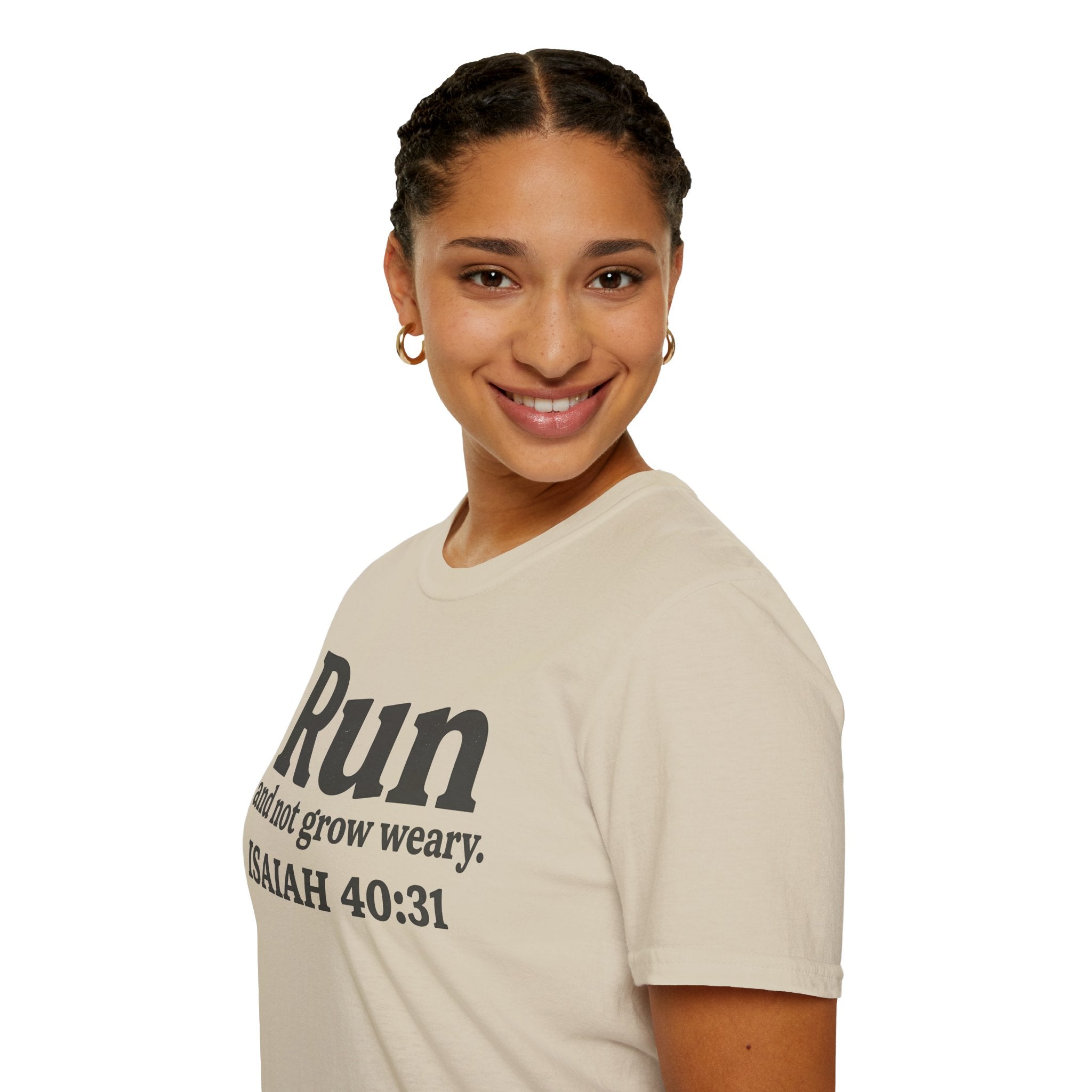 Run and Not Grow Weary Isaiah 40:31 Christian Runner T-Shirt
