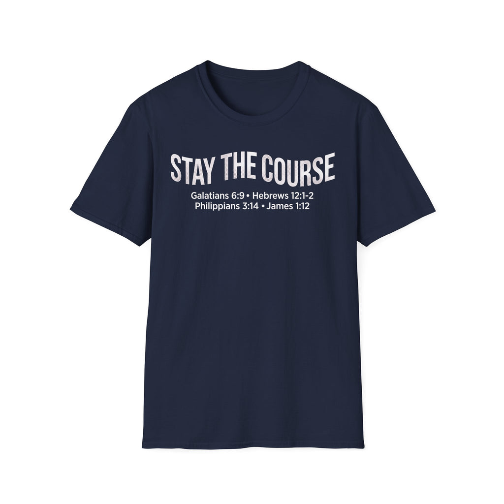 Stay The Course Bible Verse Christian Runner T-Shirt (Curvy Text)