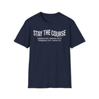 Stay The Course Bible Verse Christian Runner T-Shirt (Curvy Text)