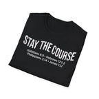 Stay The Course Bible Verse Christian Runner T-Shirt (Curvy Text)