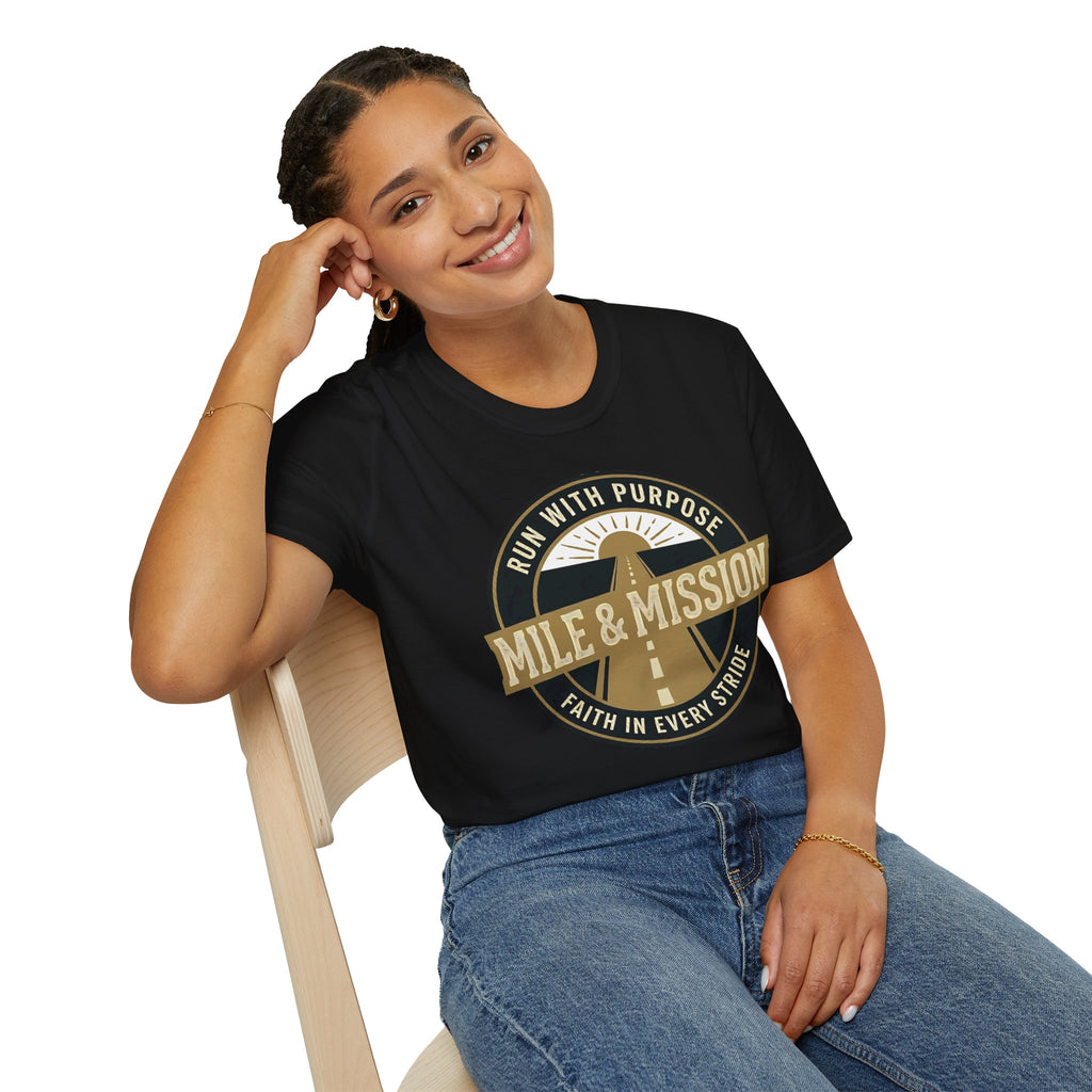 Mile & Mission: Run with Purpose Christian Runner T-Shirt