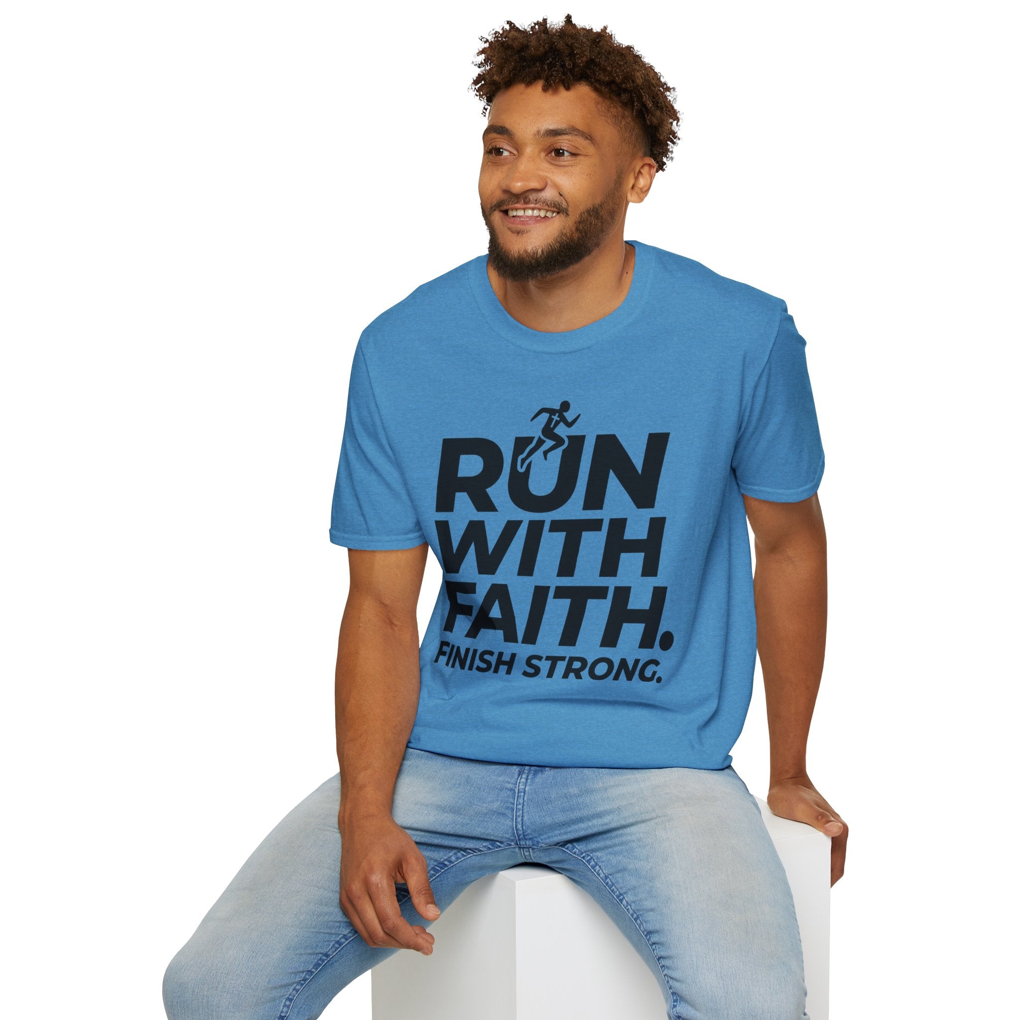 Run With Faith - Finish Strong Christian Runner T-Shirt