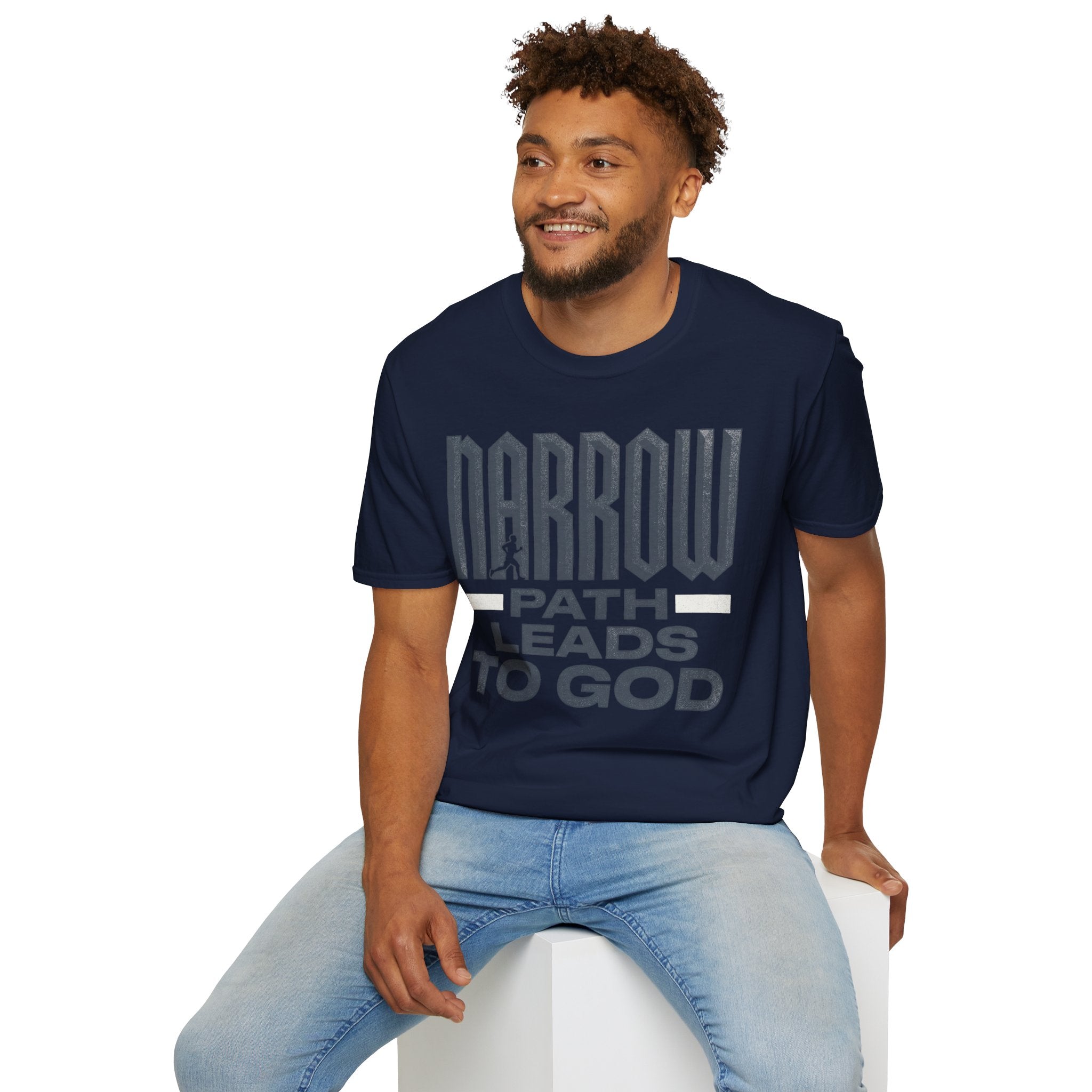 Narrow Path Leads to God Christian Runner T-Shirt (Male)