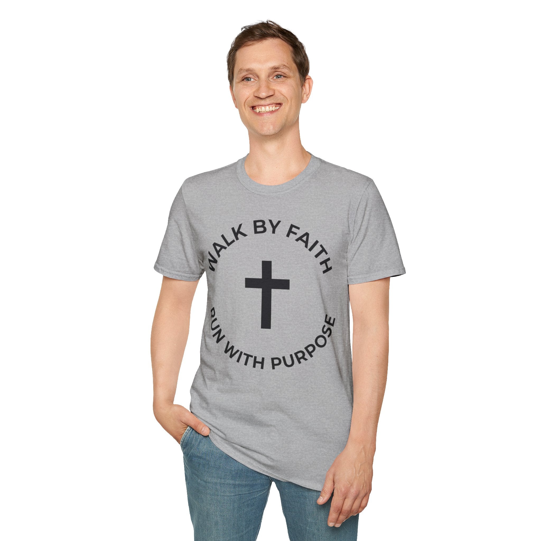 Walk by Faith - Run with Purpose Christian Runner T-Shirt