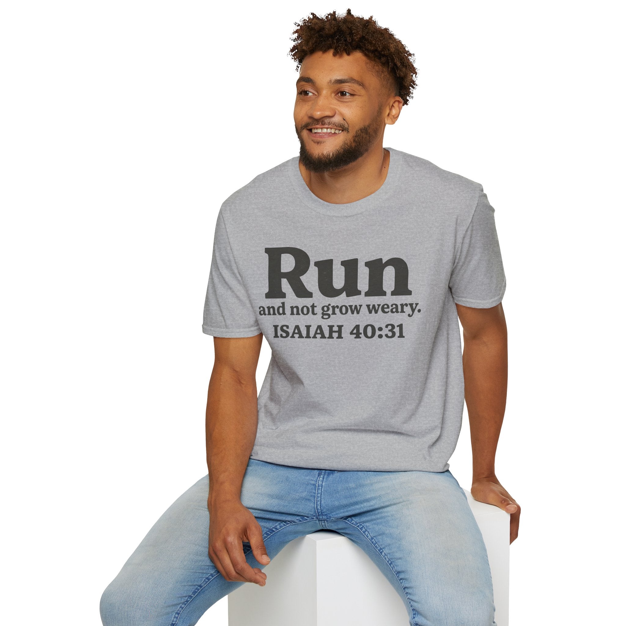 Run and Not Grow Weary Isaiah 40:31 Christian Runner T-Shirt