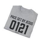 Pace Set by Jesus 0121 Bib Style Christian Runner T-Shirt