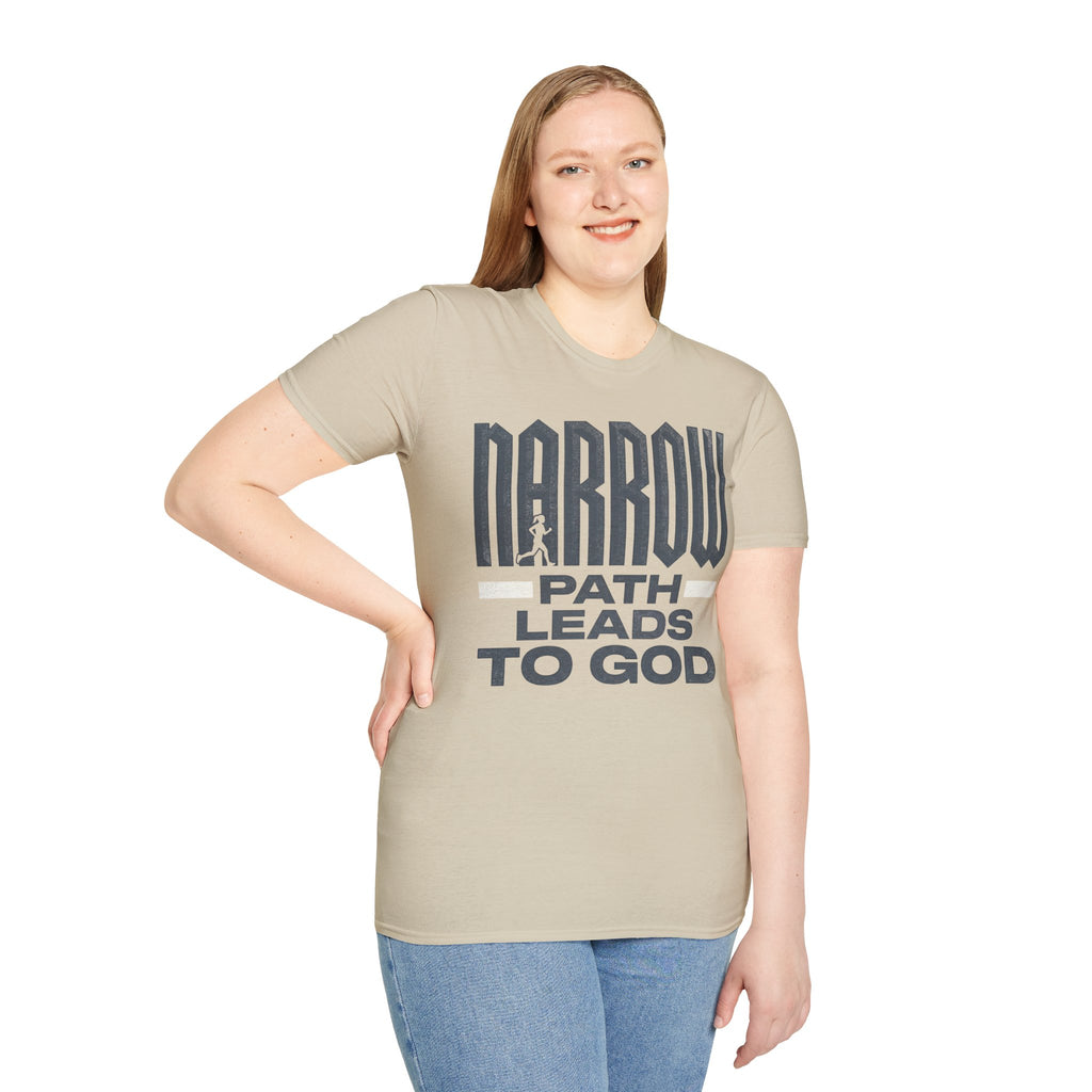 Narrow Path Leads to God Christian Runner T-Shirt (Female)